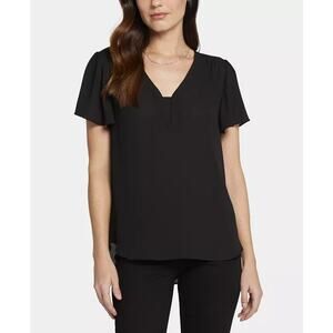 NYDJ Women's Flounce Sleeve Blouse Top Plus Size 5x Black Whimsygoth Summer